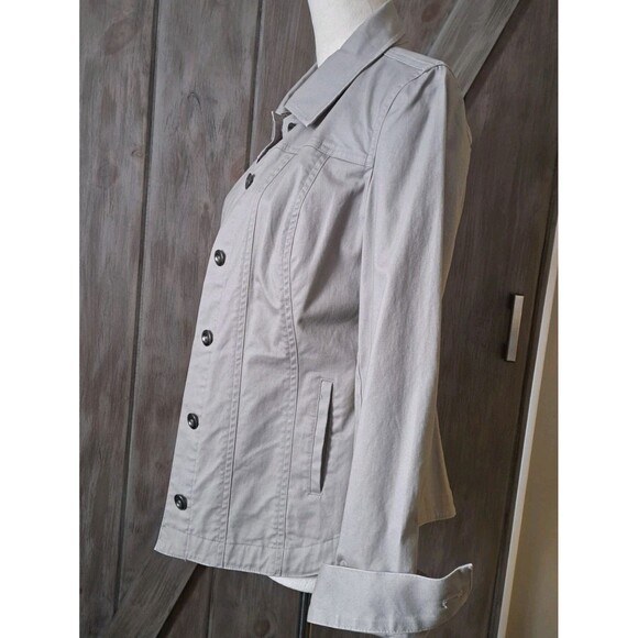 Chico's Jacket Size 0 Small Bling Embroidery Mocha / Tan Granola Girl Academia - Picture 8 of 15